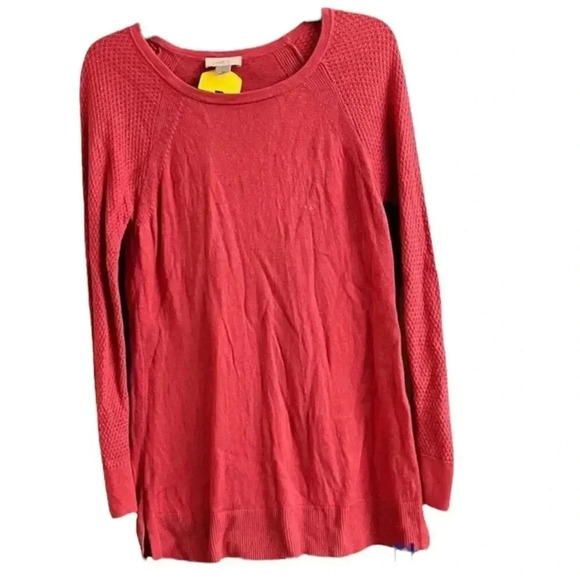 Loft sweater size medium Cozy red sweater with textured sleeves. - Picture 1 of 3